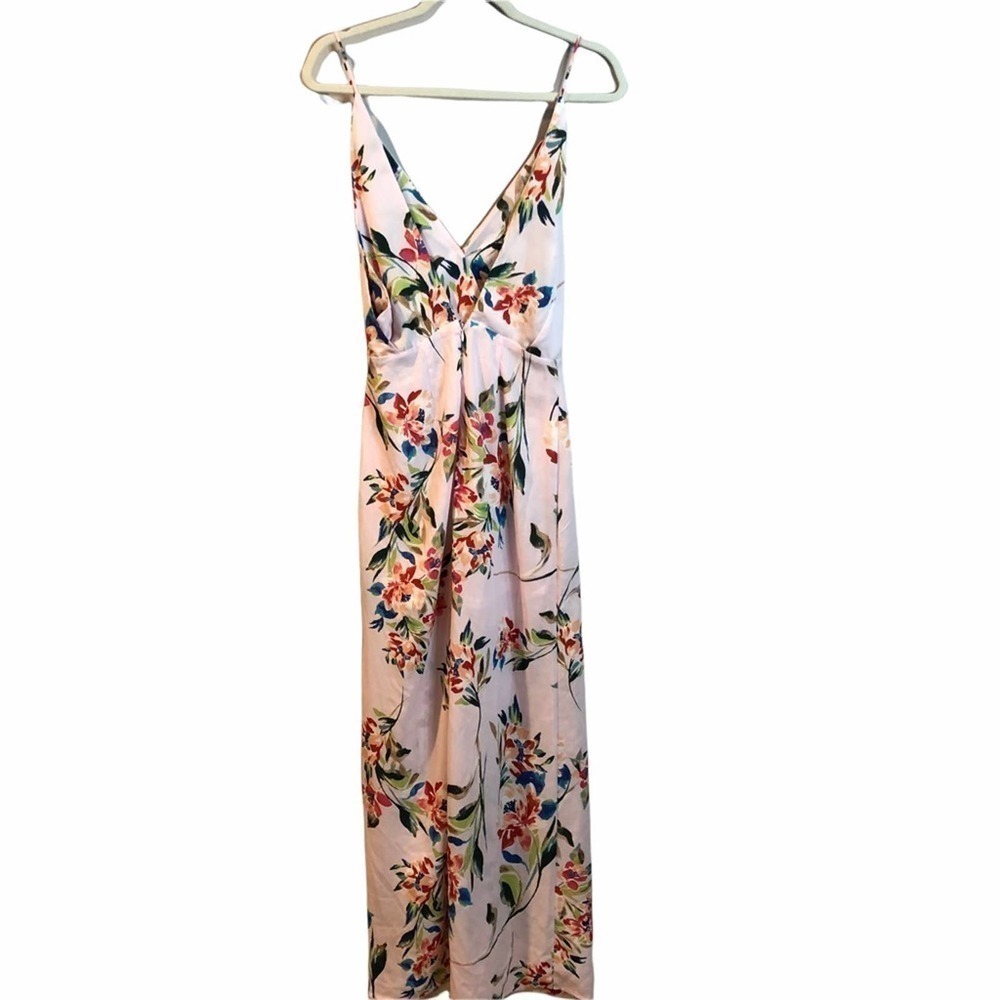 Lush floral draped front side split maxi dress size small - Picture 4 of 11